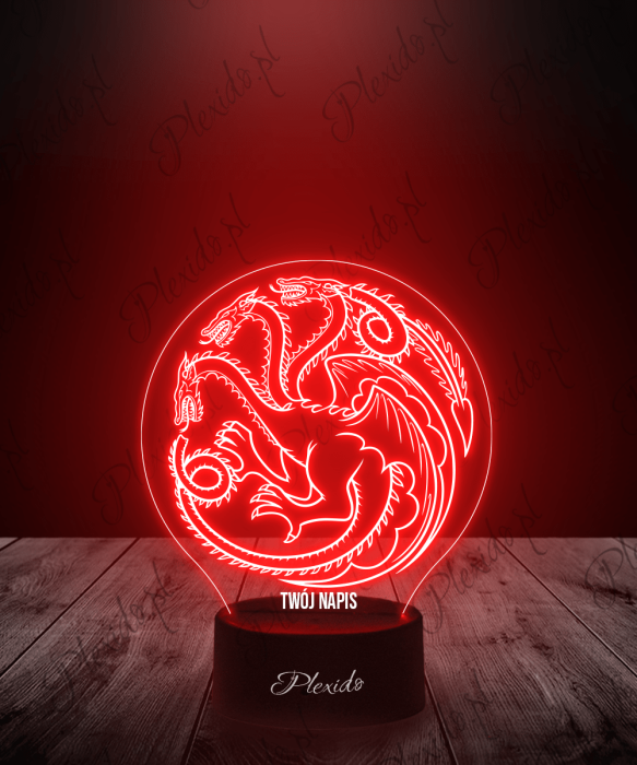 Lampka LED 3D Plexido Gra o Tron Ród Smoka Herb Targaryen