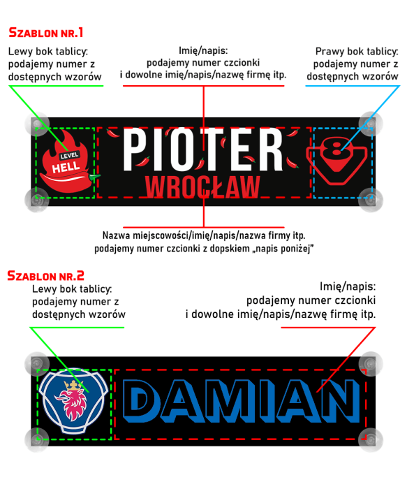 Tablica Imienna Led Tir Podświetlana dla Kierowcy do Ciężarówki Nadruk Premium - 1