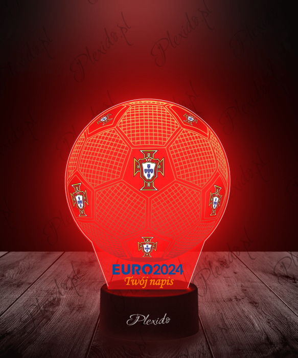 Lampka LED 3D Plexido z Nadrukiem Piłka Nożna Reprezentacja Portugalia Euro 2024