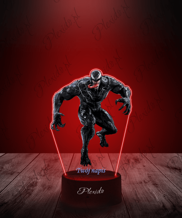 Lampka LED 3D Plexido z Nadrukiem Film Venom Postać Marvel