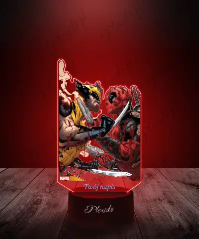 Lampka LED 3D Plexido z Nadrukiem Deadpool Wolverine Marvel