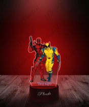 Lampka LED 3D Plexido z Nadrukiem Deadpool Wolverine Postacie