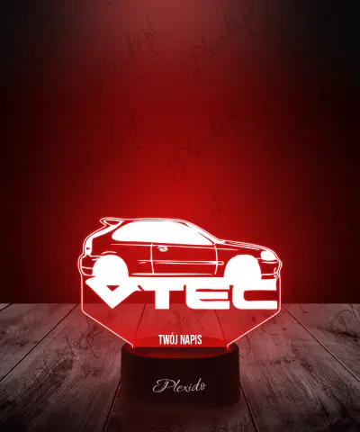 Lampka LED 3D Plexido Samochód Honda Civic Vtec