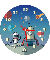 Zegar Ścienny dla Dzieci Plexido Rakieta Kosmos Robot - 1
