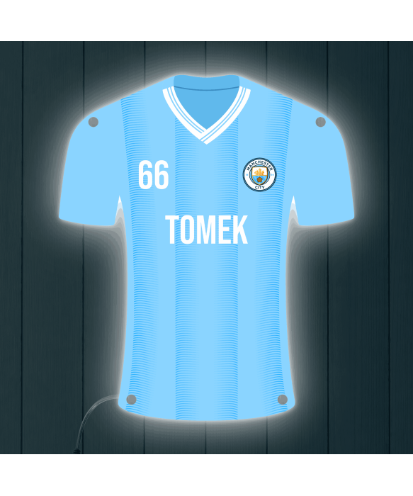 Personalizowana Lampka Nocna Led Piłka Nożna Klub Manchester City Plexido