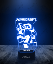 Lampka LED 3D Plexido Gra Minecraft Steve z Kilofem - 1