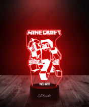 Lampka LED 3D Plexido Gra Minecraft Steve z Kilofem - 3