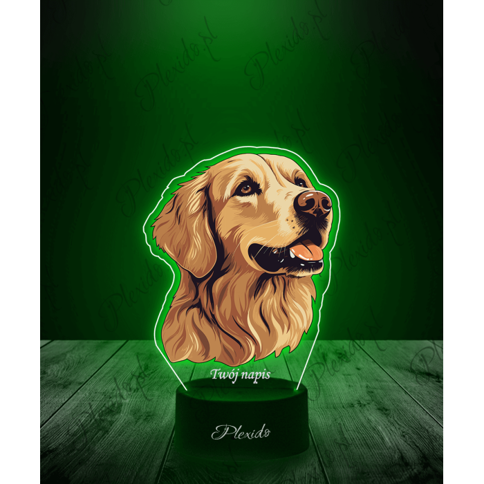 Lampka LED 3D Plexido z Nadrukiem Pies Golden Retrieve - 1