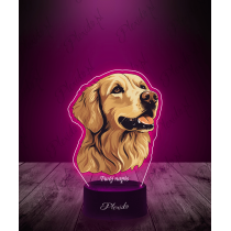 Lampka LED 3D Plexido z Nadrukiem Pies Golden Retrieve - 3