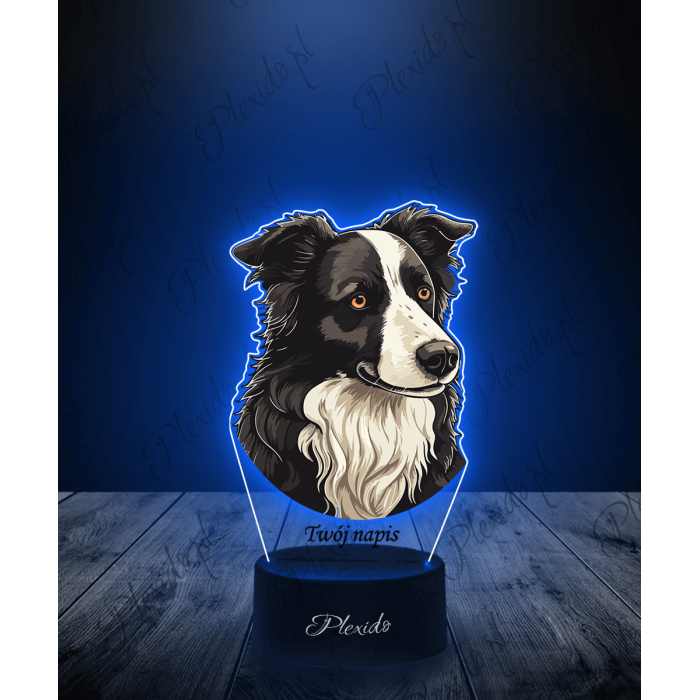 Lampka LED 3D Plexido z Nadrukiem Pies Border Collie - 1