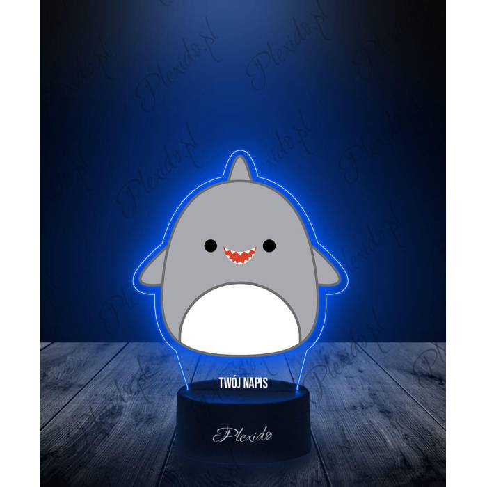 Lampka LED 3D Plexido z Nadrukiem Squishmallows Rekin - 1