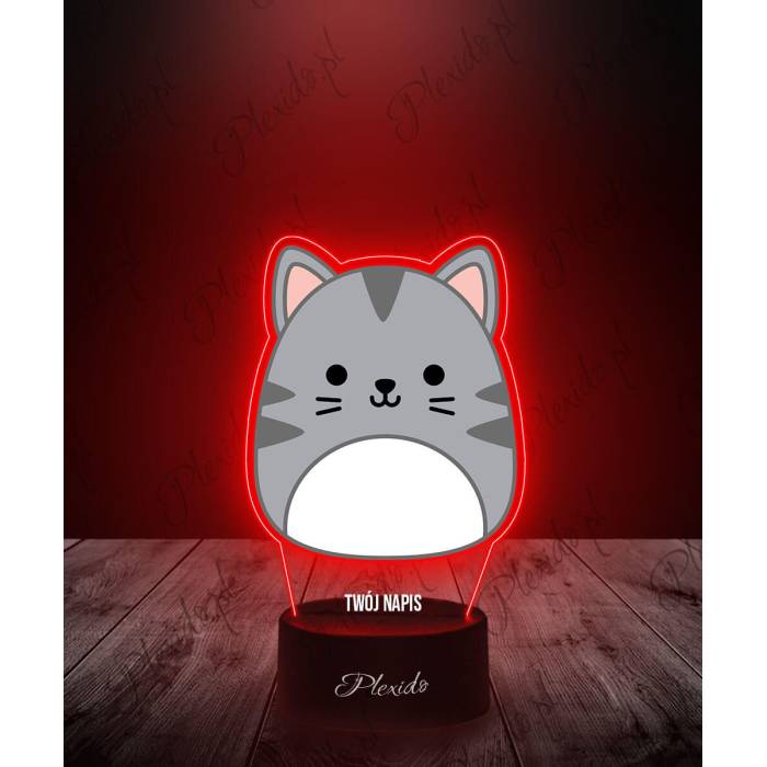 Lampka LED 3D Plexido z Nadrukiem Squishmallows Kot - 1