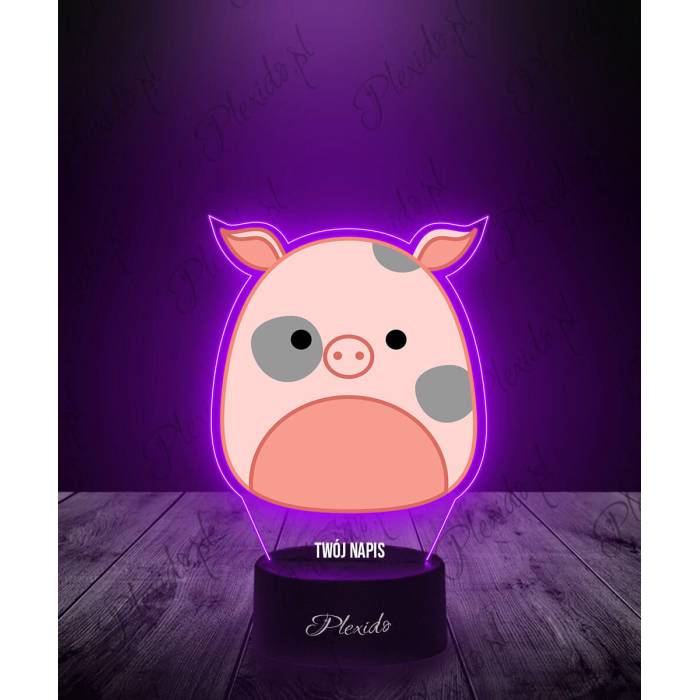 Lampka LED 3D Plexido z Nadrukiem Squishmallows Świnka - 1