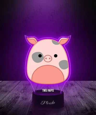 Lampka LED 3D Plexido z Nadrukiem Squishmallows Świnka - 1