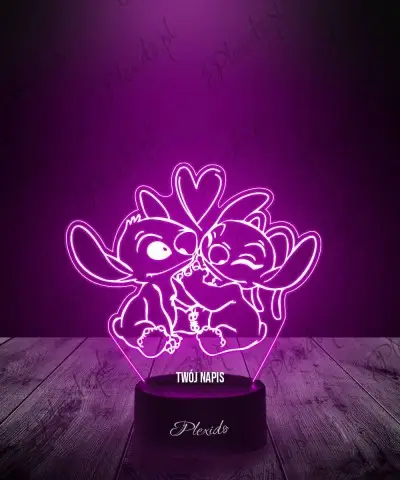 Lampka LED 3D Plexido Stich i Angel Bajka - 1