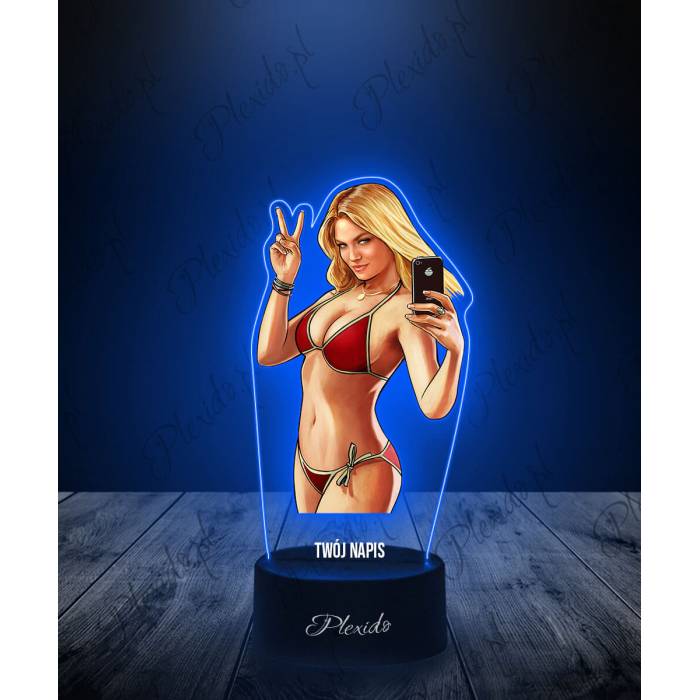 Lampka LED 3D Plexido z Nadrukiem Gra GTA V Blonde Girl - 1