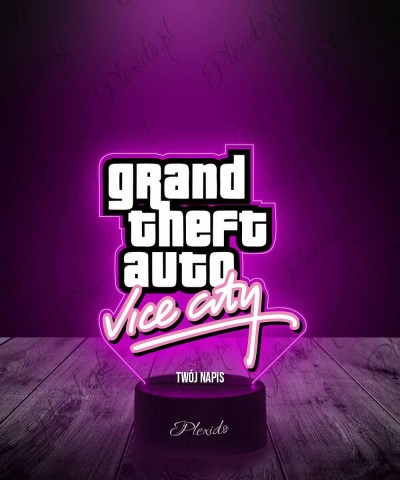 Lampka LED 3D Plexido z Nadrukiem Gra GTA Vice City Logo - 1