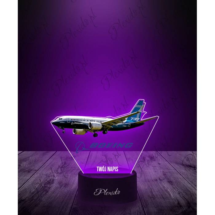 Lampka LED 3D Plexido z Nadrukiem Samolot Boeing 737 - 1