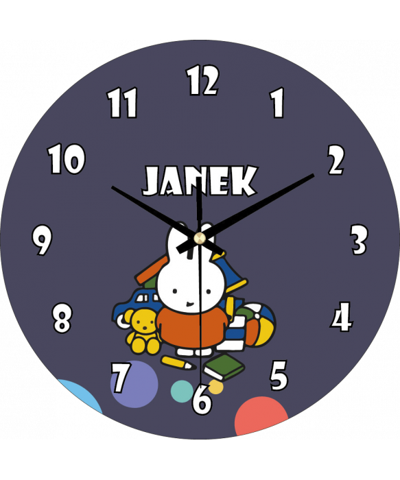 zegar_ścienny_dla_dzieci_plexido_z_imieniem_królik_miffy