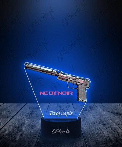 Lampka LED 3D Plexido z Nadrukiem CSGO Skin USP-S Neo Noir - 1