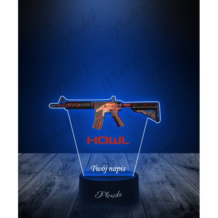 Lampka LED 3D Plexido z Nadrukiem CSGO Skin M4A4 Howl - 1