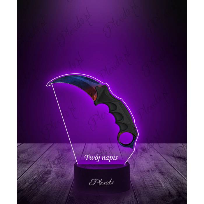 Lampka LED 3D Plexido z Nadrukiem CSGO Karambit Marble Fade - 1