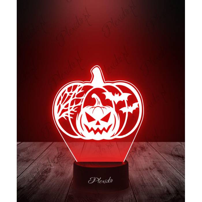 Lampka LED 3D Plexido Halloween Dynia Nietoperze - 1