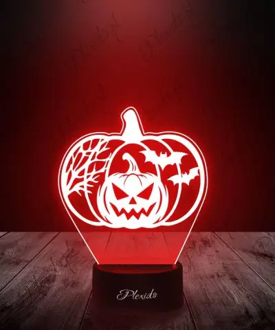 Lampka LED 3D Plexido Halloween Dynia Nietoperze - 1