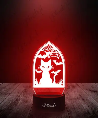 Lampka LED 3D Plexido Halloween Kot Nietoperze - 1