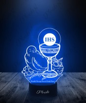 Souvenir First Holy Communion IHS Chalice Dove LED Lamp Plexido