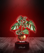 3D-LED-Lampe mit Monstera-Blumendruck