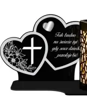 Solar LED Candle for Monument Statuette Two Hearts Silver Decoration Heart 3D