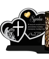 Solar LED Candle for Monument Statuette Two Hearts Golden Decoration Heart 3D