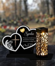 Solar LED Candle for Monument Statuette Two Hearts Golden Decoration Heart 3D