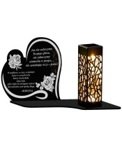 Solar LED Candle for the Grave Heart Statuette with All Saints' Decoration