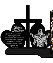 Solar LED Candle Tombstone Statuette Cross And Two Hearts All Saints