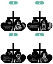 Solar LED Candle Tombstone Statuette Cross And Two Hearts All Saints