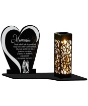 Solar Candle Openwork LED Heart Tombstone Statuette With A Sentence For The Cemetery