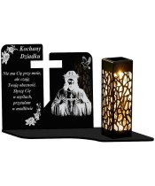 Solar Candle Openwork LED Cut-out Cross Statuette With A Sentence For The Cemetery
