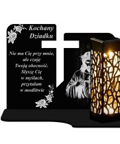 Solar Candle Openwork LED Cut-out Cross Statuette With A Sentence For The Cemetery