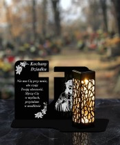 Solar Candle Openwork LED Cut-out Cross Statuette With A Sentence For The Cemetery