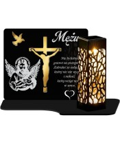 Solar LED Candle for Monument Statuette for Grave Golden Decoration Cross 3D