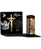 Solar LED Candle for Monument Statuette for Grave Golden Decoration Cross 3D