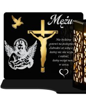 Solar LED Candle for Monument Statuette for Grave Golden Decoration Cross 3D