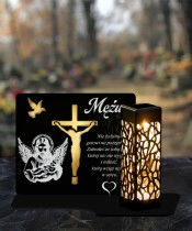 Solar LED Candle for Monument Statuette for Grave Golden Decoration Cross 3D