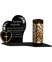 Solar Candle Openwork LED Heart Statuette With Gold Decoration 3D Patterns