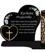 Znicz Solarny Ażurowy LED Statuetka Serce Ze Złotym Zdobieniem 3D Wzory