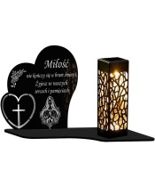 Znicz Solarny Ażurowy LED Statuetka Serce Ze Srebrnym Zdobieniem 3D Wzory