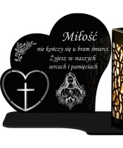 Znicz Solarny Ażurowy LED Statuetka Serce Ze Srebrnym Zdobieniem 3D Wzory