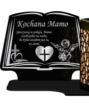 Solar Candle Openwork LED Book Statuette With Silver Decoration 3D Patterns